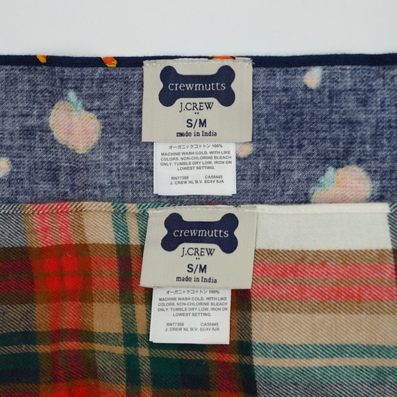 New JCREW Size S / M Crewmutts Dog Bandana Set of 2 Plaid and Pumpkins $29 BU459 - Picture 5 of 5